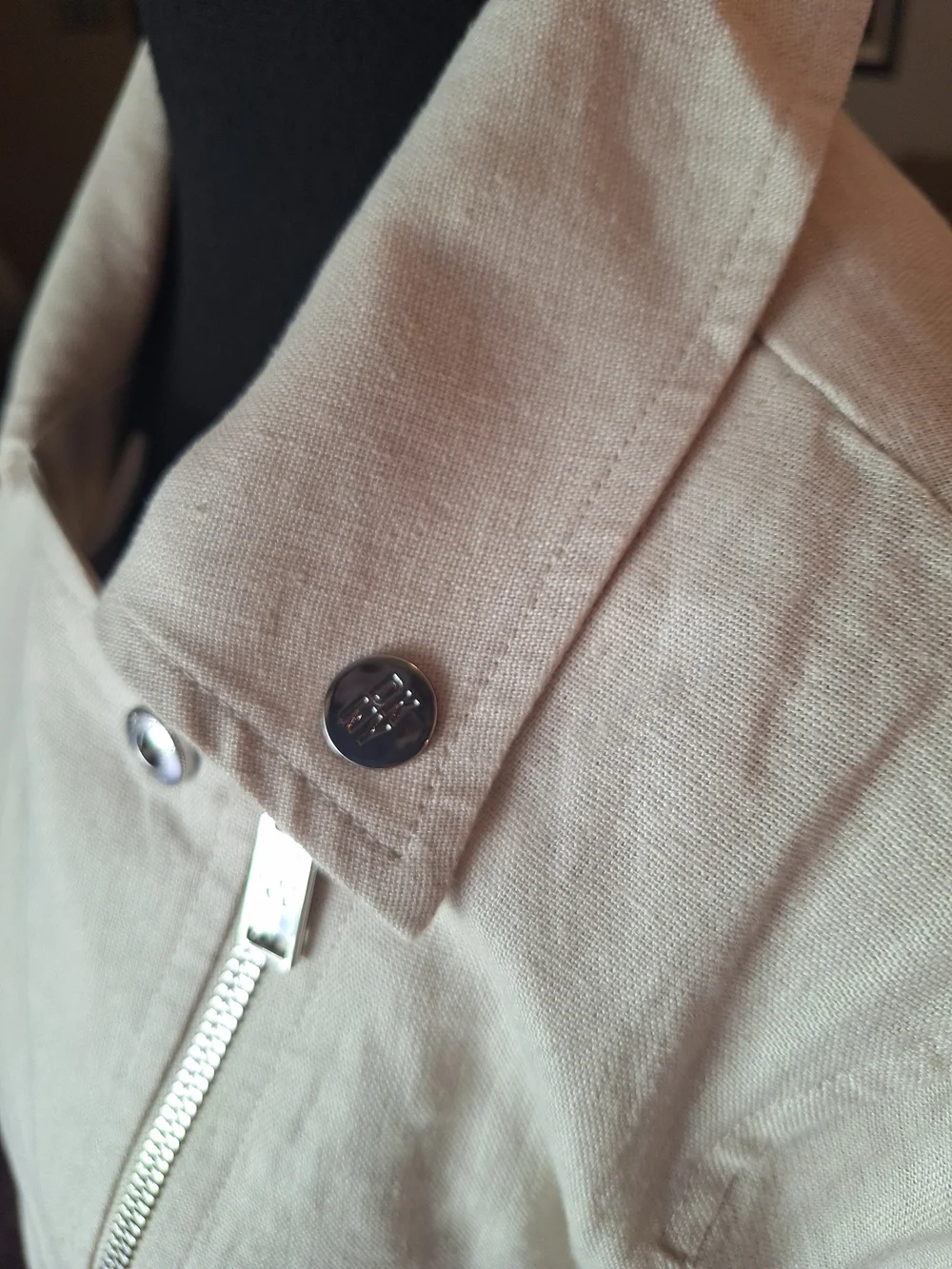NWT DKNY Linen Women's Cream Moto Jacket Sz S